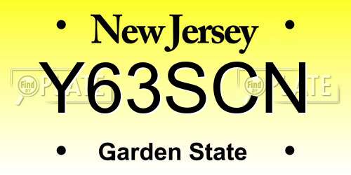 Y63SCN New Jersey License Plate