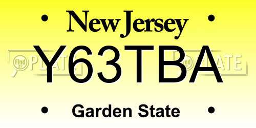 Y63TBA New Jersey License Plate