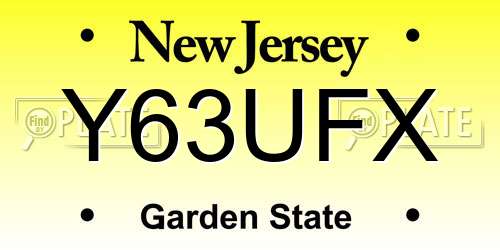 Y63UFX New Jersey License Plate