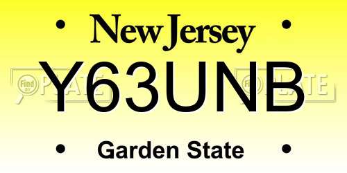 Y63UNB New Jersey License Plate