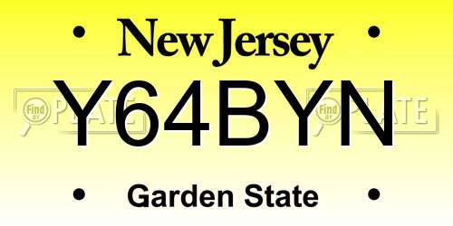 Y64BYN New Jersey License Plate