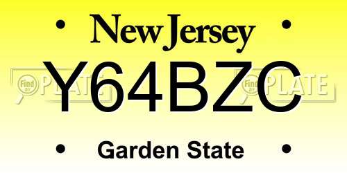 Y64BZC New Jersey License Plate