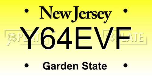 Y64EVF New Jersey License Plate