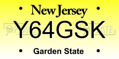 Y64GSK New Jersey License Plate