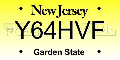 Y64HVF New Jersey License Plate
