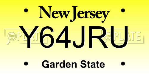 Y64JRU New Jersey License Plate