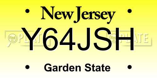 Y64JSH New Jersey License Plate