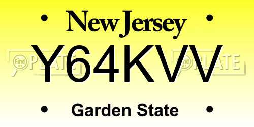 Y64KVV New Jersey License Plate