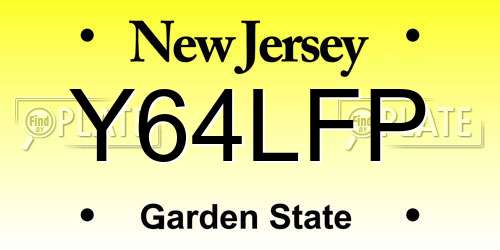 Y64LFP New Jersey License Plate