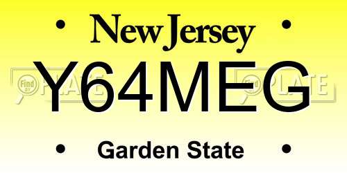 Y64MEG New Jersey License Plate