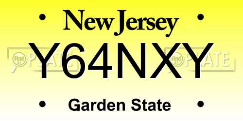 Y64NXY New Jersey License Plate