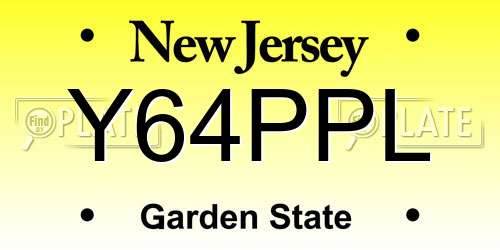 Y64PPL New Jersey License Plate