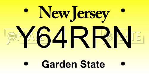 Y64RRN New Jersey License Plate