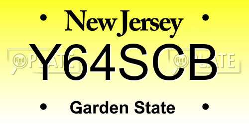 Y64SCB New Jersey License Plate
