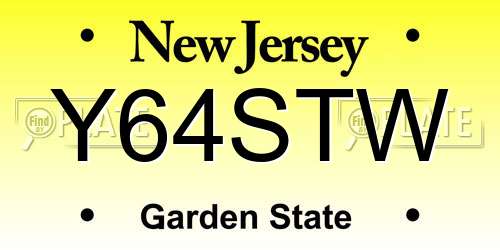 Y64STW New Jersey License Plate