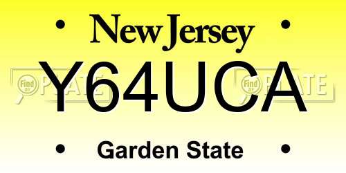Y64UCA New Jersey License Plate