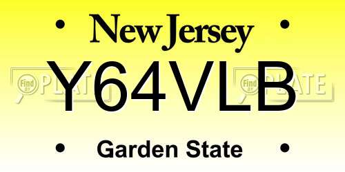 Y64VLB New Jersey License Plate