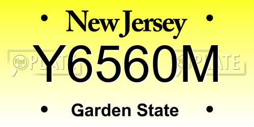Y6560M New Jersey License Plate