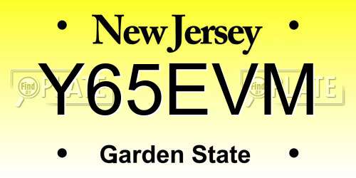 Y65EVM New Jersey License Plate