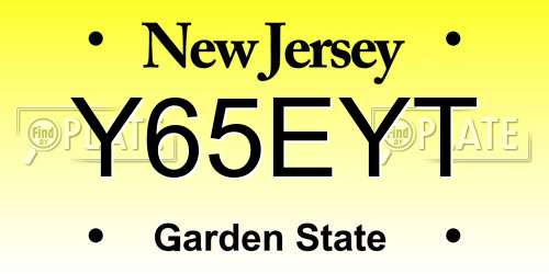 Y65EYT New Jersey License Plate