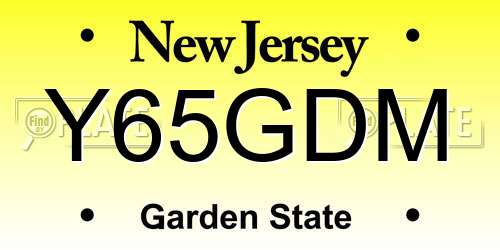 Y65GDM New Jersey License Plate