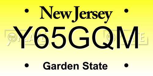 Y65GQM New Jersey License Plate