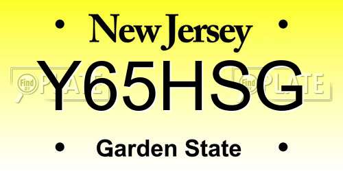 Y65HSG New Jersey License Plate