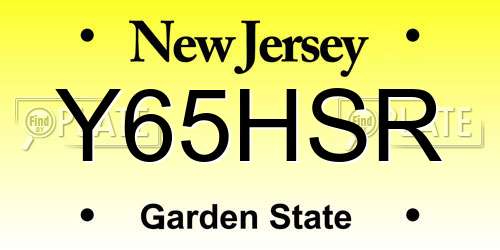 Y65HSR New Jersey License Plate