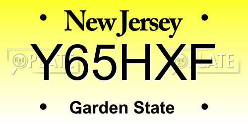 Y65HXF New Jersey License Plate