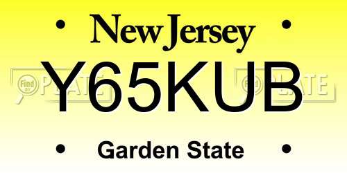 Y65KUB New Jersey License Plate