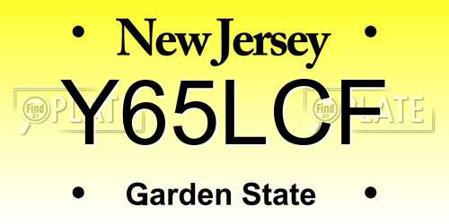 Y65LCF New Jersey License Plate