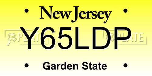 Y65LDP New Jersey License Plate