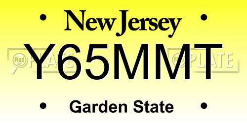 Y65MMT New Jersey License Plate