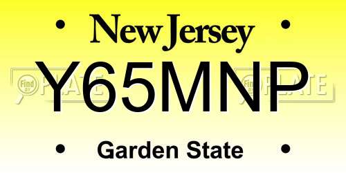 Y65MNP New Jersey License Plate