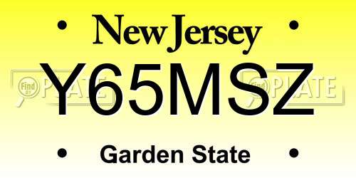 Y65MSZ New Jersey License Plate