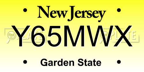 Y65MWX New Jersey License Plate