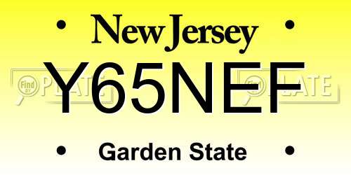 Y65NEF New Jersey License Plate