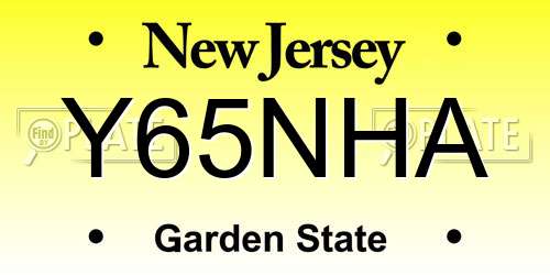Y65NHA New Jersey License Plate