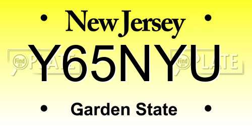 Y65NYU New Jersey License Plate