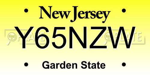 Y65NZW New Jersey License Plate
