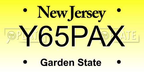 Y65PAX New Jersey License Plate