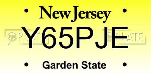 Y65PJE New Jersey License Plate