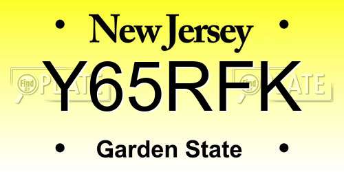 Y65RFK New Jersey License Plate