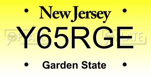 Y65RGE New Jersey License Plate