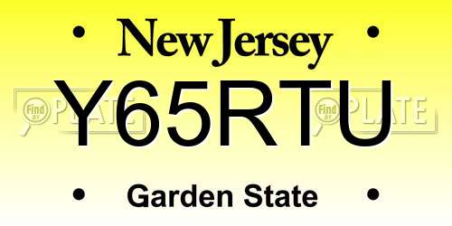 Y65RTU New Jersey License Plate