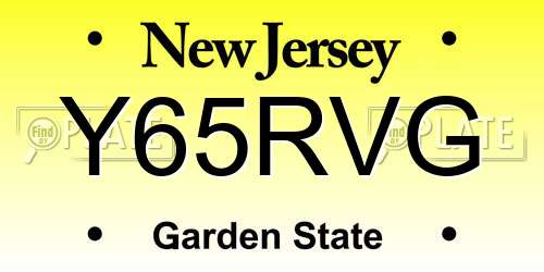 Y65RVG New Jersey License Plate