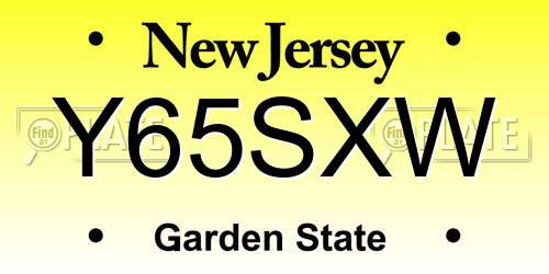 Y65SXW New Jersey License Plate