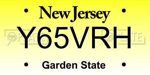 Y65VRH New Jersey License Plate