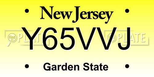 Y65VVJ New Jersey License Plate