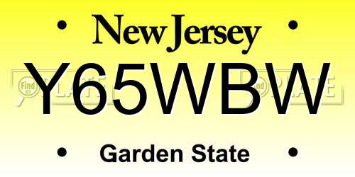 Y65WBW New Jersey License Plate